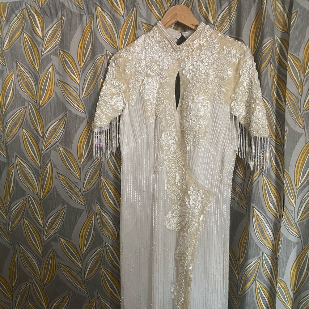 COPY - Vintage beaded white/ ivory long dress